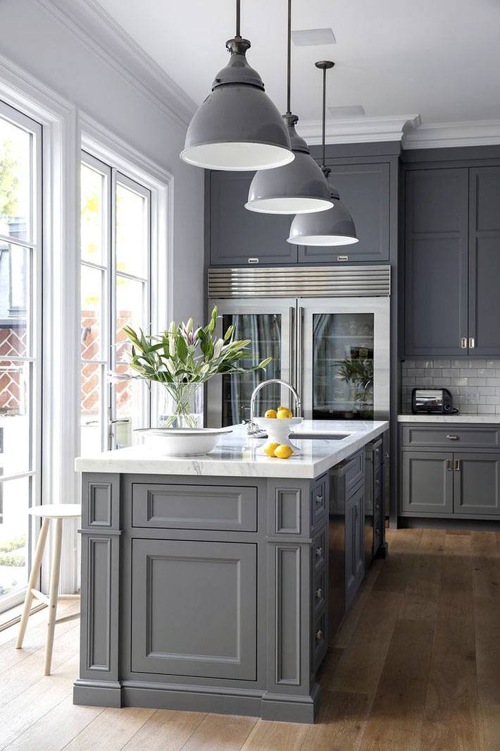 серый цвет в дизайне интерьера кухни