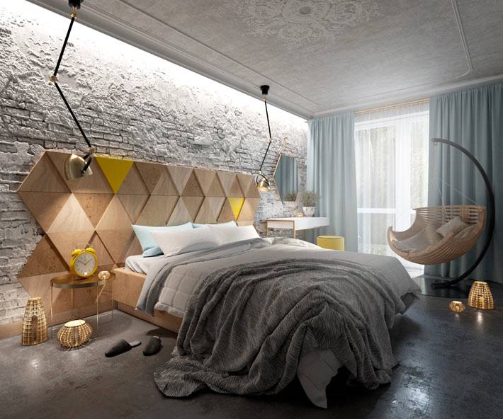 современные тенденции в дизайне спален с кирпичной стеной