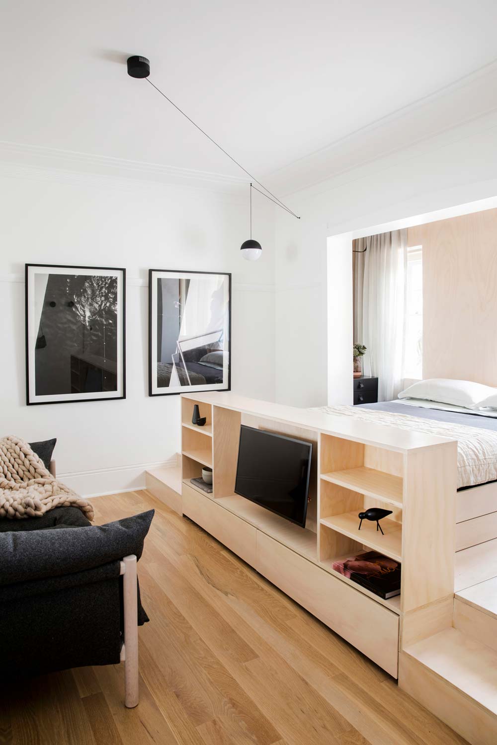 Дизайн интерьера маленькой квартиры в Сиднее - телевизор