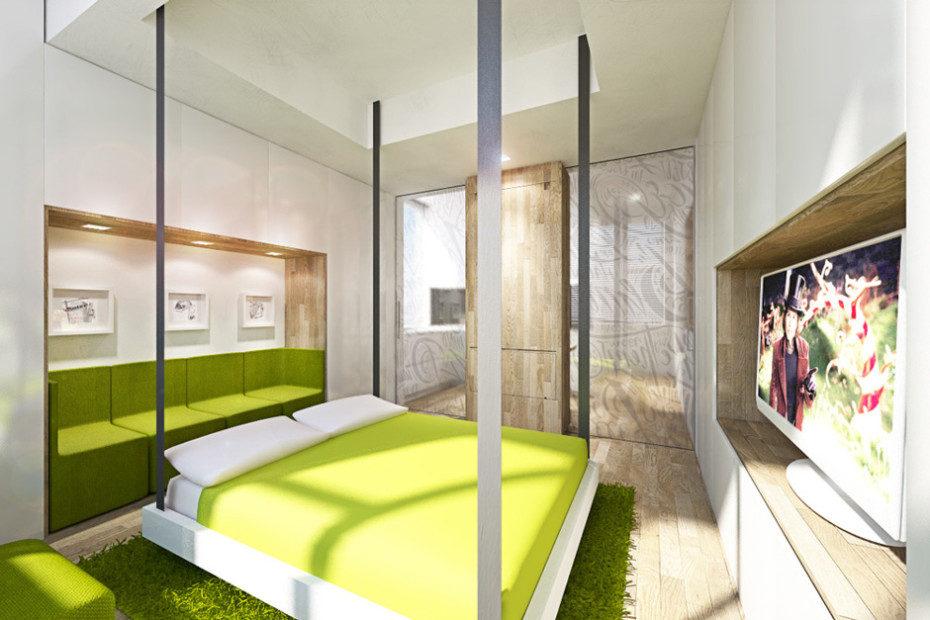 Дизайн квартиры трансформер: кровать в гостиной