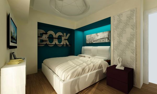 Контрастные цвета в оформлении спальни