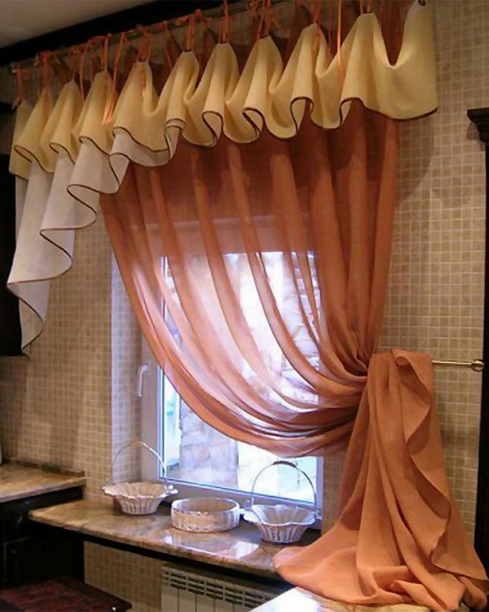 шторы для кухни из вуали