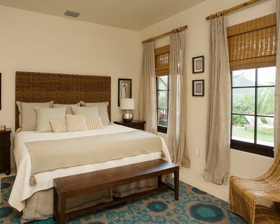 бамбуковые жалюзи в спальне в морском стиле