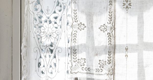 шторы в русском стиле из льняных салфеток