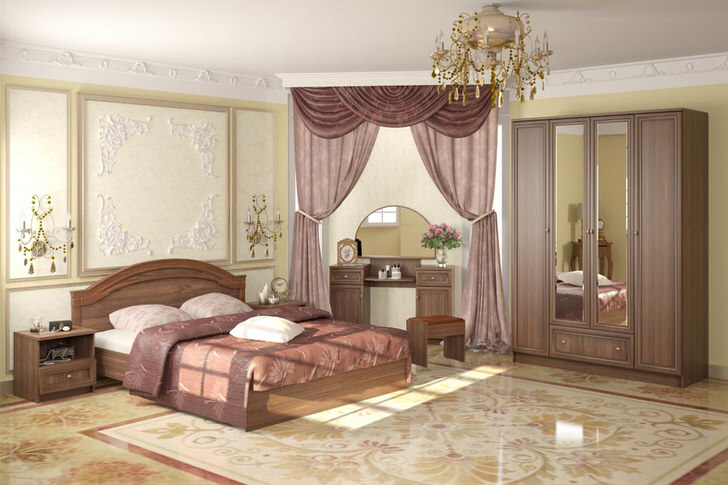 Элегантная модульная мебель в классическом стиле для благородной, роскошной спальни.