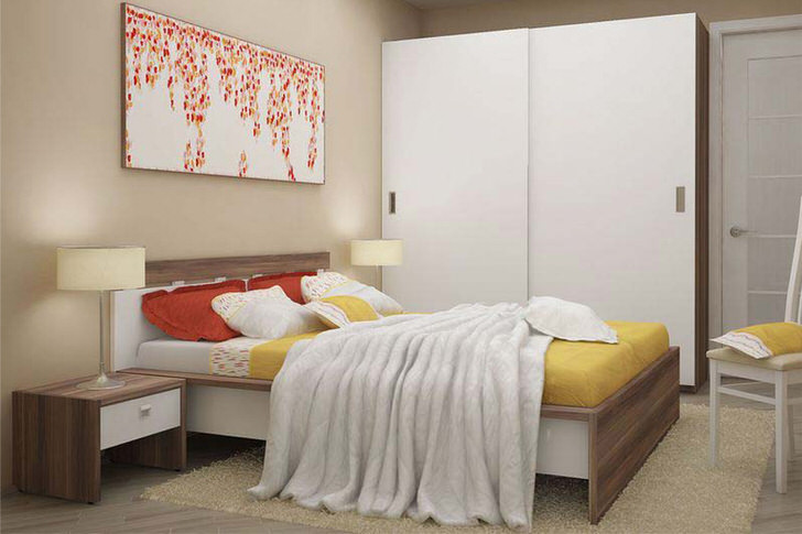 Лаконичная и функциональная модульная мебель - правильный выбор для малогабаритной спальни.