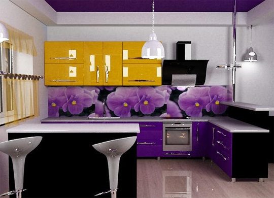 Фартук в фиолетовом цвете – отличное решение для кухни