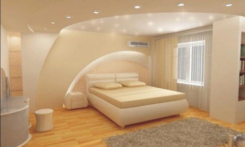 Дизайн спальни с применением конструкций из гипсокартона