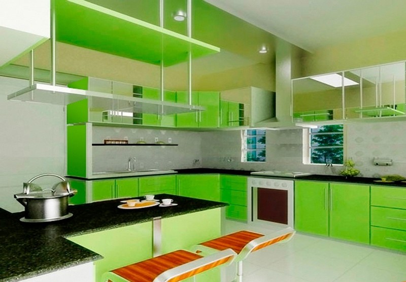 кухня в салатовых цветах фото