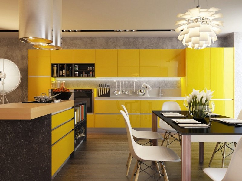 кухня в желтом цвете фото