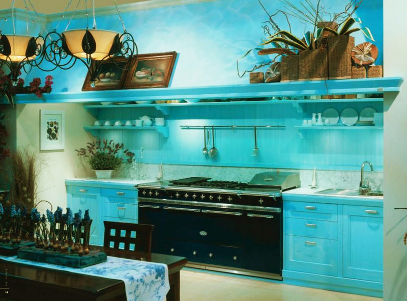 кухня бирюзового цвета фото