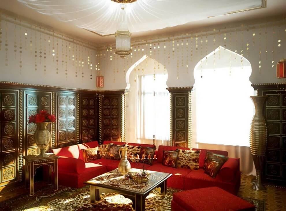 Арабский стиль в интерьере гостиной комнаты