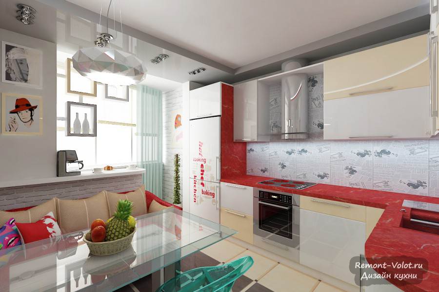 Дизайн кухни с выходом на балкон (25 фото интерьеров)