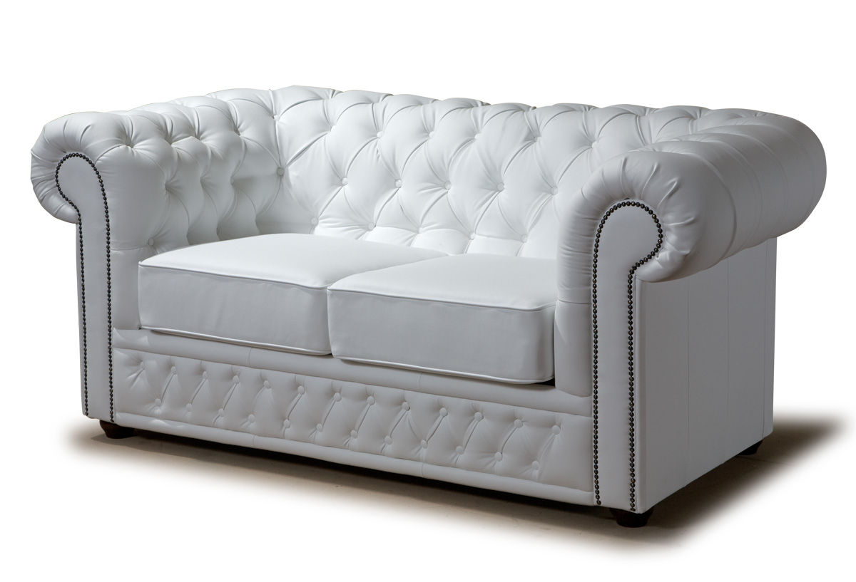 Стильный белый кожаный диван