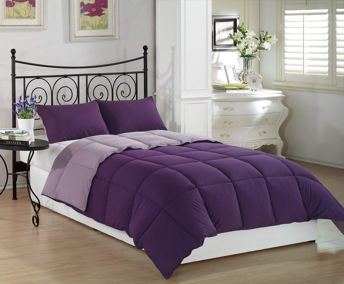 Фиолетовое постельное белье станет отличным акцентом в интерьере