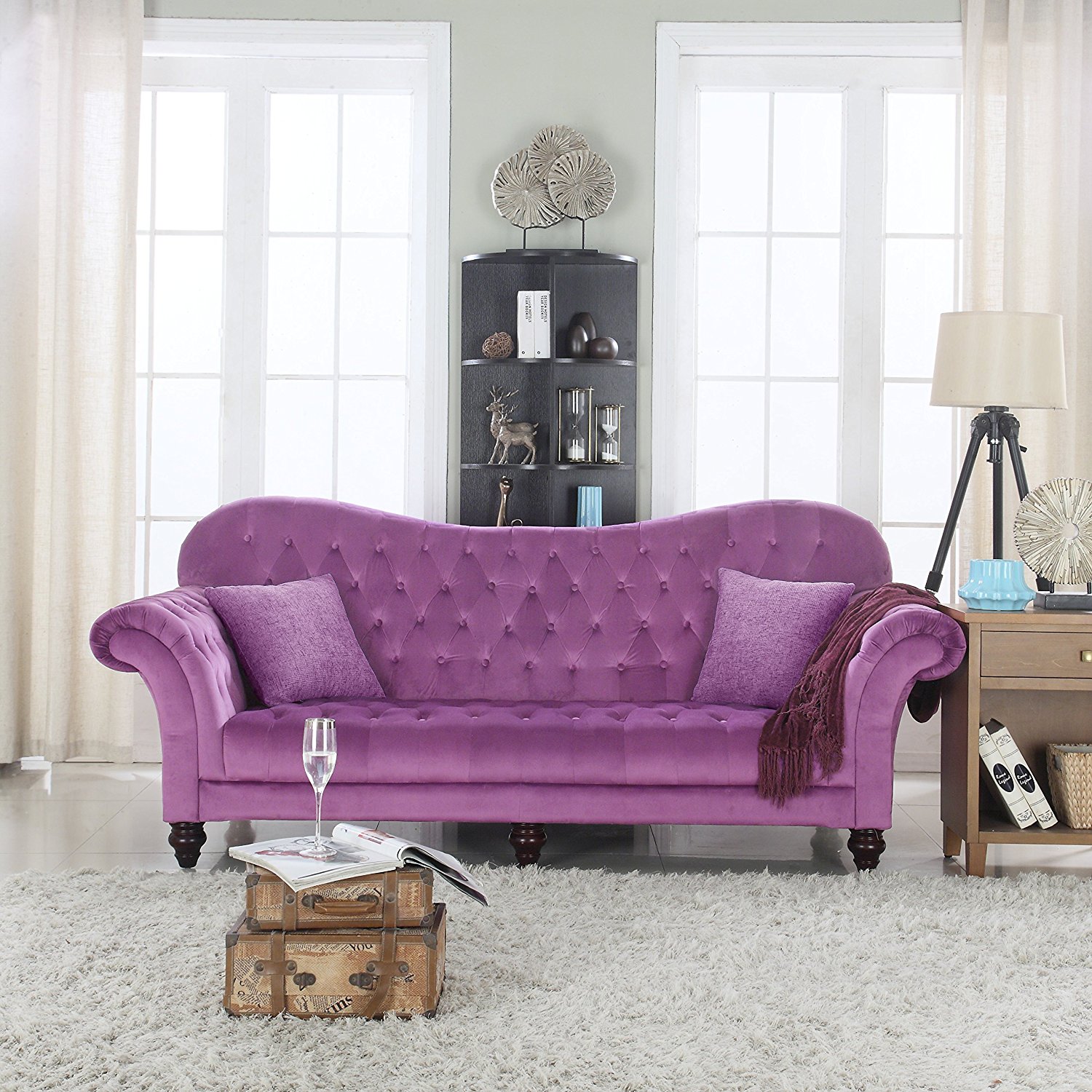 Фиолетовый дизайн дивана
