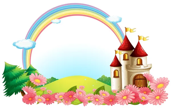 Замок с цветущими цветами — стоковый вектор