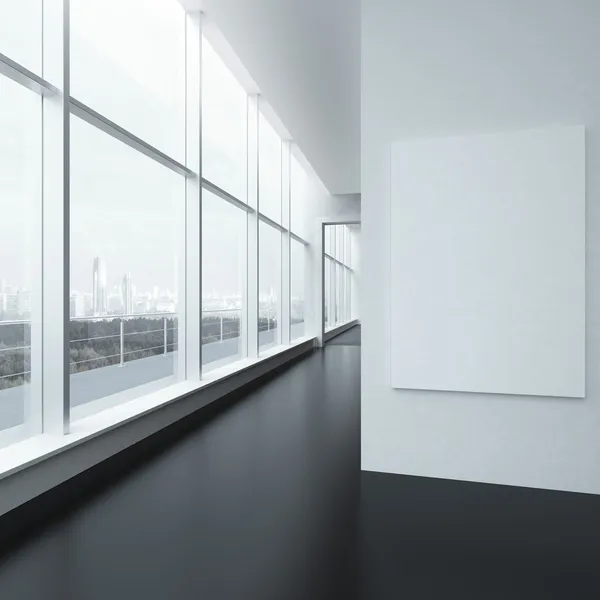 Интерьер офиса с белой рамкой и windows — стоковое фото