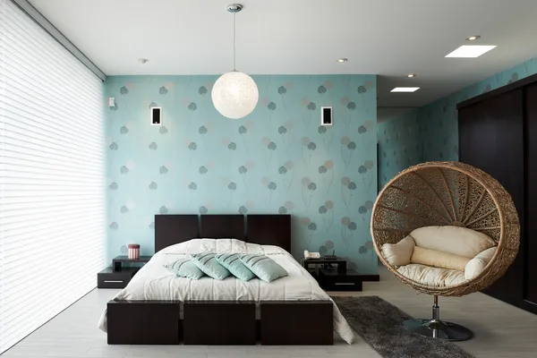 Дизайн интерьера: спальня — стоковое фото