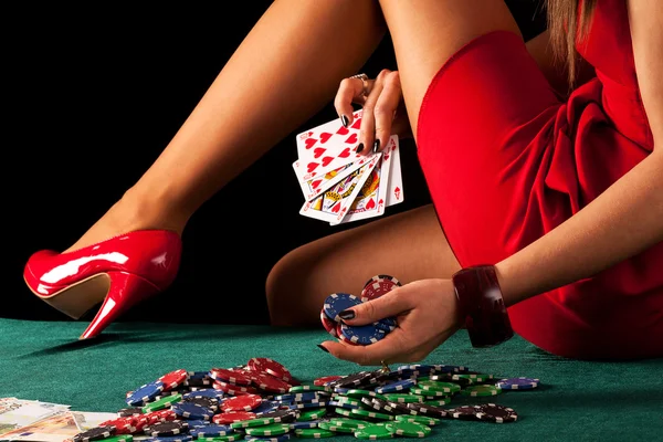 Сексуальная женщина азартные игры — стоковое фото