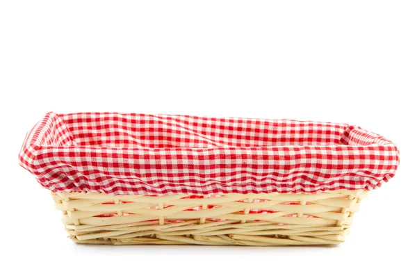 Пустой хлеб корзины с клетчатой ткани — стоковое фото