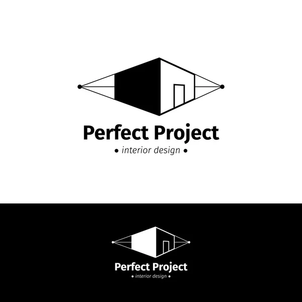 Логотип дизайн минималистичный дом вектора. Логотип черно-белый интерьер Векторная Графика