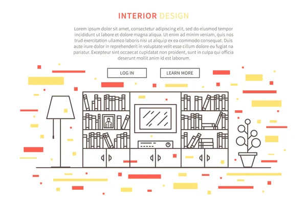 Line graphic design of living room — стоковый вектор