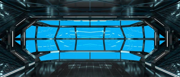 Темный интерьер корабля с 3d-рендеринга — стоковое фото