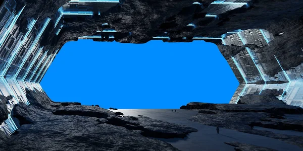 Огромный астероид корабля интерьер 3d визуализации элементов этого я — стоковое фото