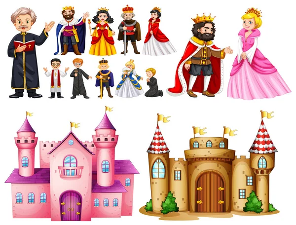 Королевский дворец и различные персонажи — стоковый вектор