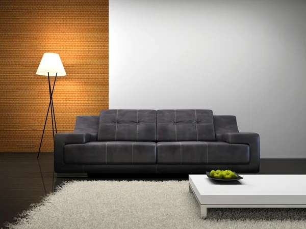 Часть современного интерьера с диваном — стоковое фото