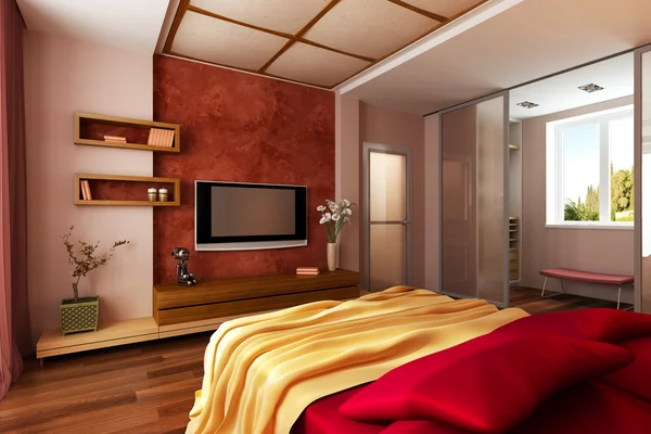 Современный стиль интерьер спальни — стоковое фото