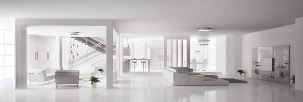 Квартира белый интерьер 3d — стоковое фото