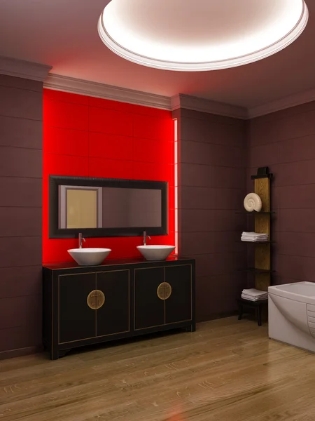 Азиатский стиль интерьер ванной комнаты — стоковое фото
