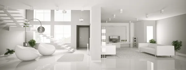 Белый 3-й обзор интерьера квартиры — стоковое фото