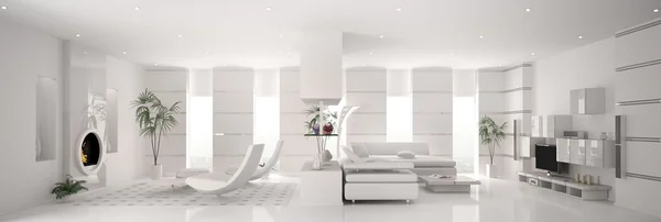 Белый квартиры Панорама интерьер 3d — стоковое фото