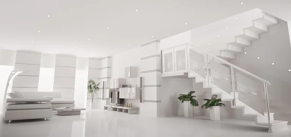 Белый современные апартаменты Панорама интерьера 3d визуализации — стоковое фото