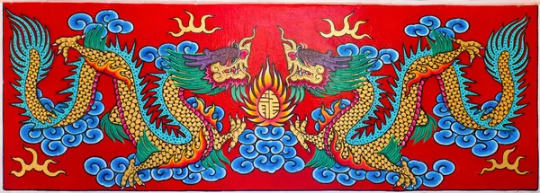 Искусство китайский стиль живописи два дракона — стоковое фото