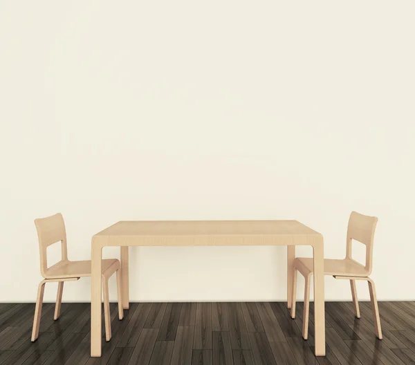 Современный интерьер стол и стулья — стоковое фото