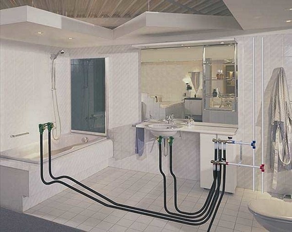 как проложить водопровод в ванной частного дома фото