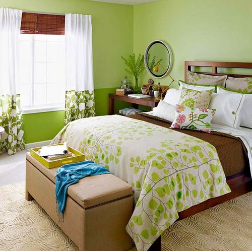 Красивые шторы для зеленой спальни фото