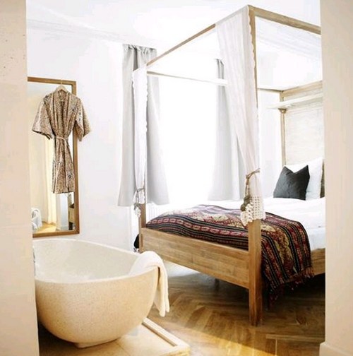 дизайн спальни с ванной