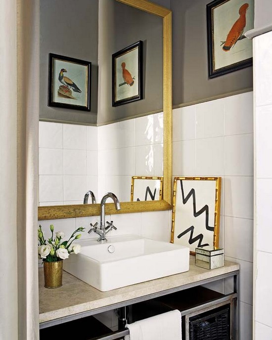 Бело золотая ванная комната