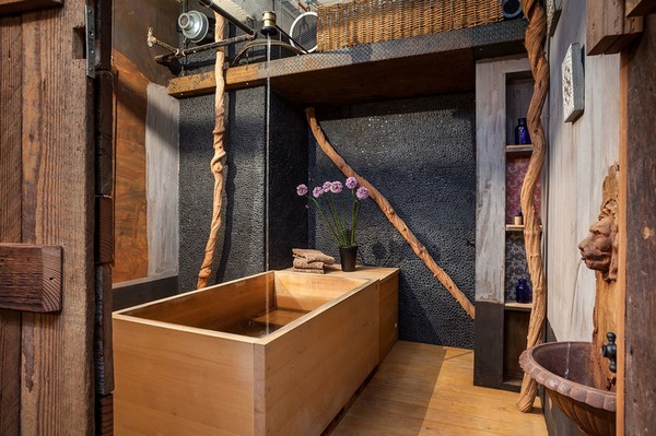 Ванная комната в стиле индастриал и этно